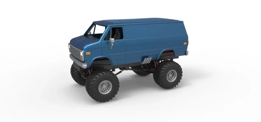 pressofuso mostro camion furgone versione 2 scala 1 25 3d stampa modello treding tag giocattolo stampabile vintage conchiglia v8 ridimensionato monster truck megacamion mostri 3d print model - Mito3D