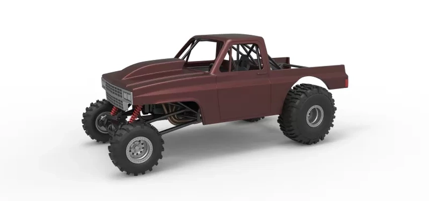 diecast mud dragster version 3 scale 1 25 3d printing model - threeding tags sport printable print v8 scaled offroad awd pickup modified muddragster dirtdragster 3d print model - Mito3D