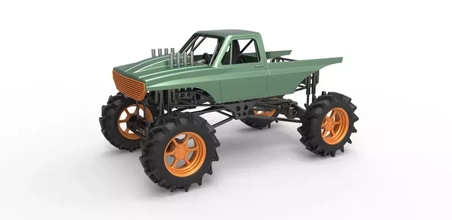 diecast mud truck 2 scale 1 25 3d printing model - threeding mudtruck 3d print model - Mito3D