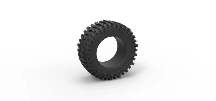 diecast offroad tire 131 scale 1 25 3d printing model - threeding tags toy printable print wheel tyre scaled allterrain mud mudtire 3d print model - Mito3D