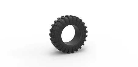 diecast offroad tire 39 scale 1 25 3d printing model - threeding mudtire 3d print model - Mito3D