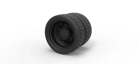 diecast profile double wheel 3d printing model - threeding vehicle car truck tire 3d print model - Mito3D