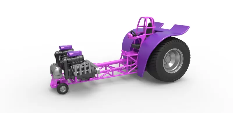 diecast puxar trator 2 motores v8 versão 1 25 3d impressão modelo trio bimotor 3D print model - Mito3D