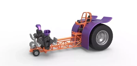Druckguss ziehen Traktor 2 Motoren v8 Ausführung 3 Rahmen 1 25 3d Drucken Modell dreiding Spielzeug druckbar drucken skaliert Dragster Zugtraktor Traktorziehen 3d print model - Mito3D