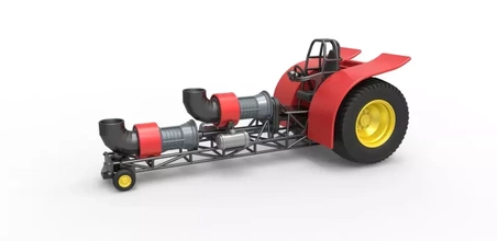 fundido presión tracción tractor 2 jet motores versión 1 25 3d impresión modelo trío 3d print model - Mito3D