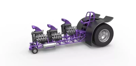 Druckguss ziehen Traktor 3 Motoren v8 Rahmen 1 25 3d Drucken Modell dreiding 3d print model - Mito3D