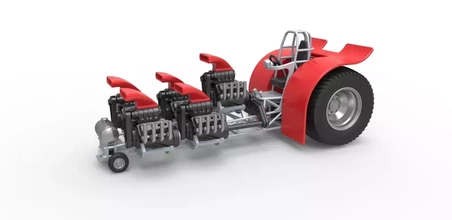 Druckguss ziehen Traktor 5 Motoren v8 Rahmen 1 25 3d Drucken Modell dreiding 3d print model - Mito3D