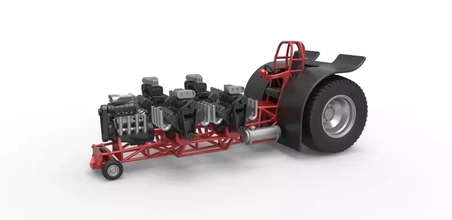 Druckguss ziehen Traktor 5 Motoren v8 Ausführung 2 Rahmen 1 25 3d Drucken Modell dreiding Spielzeug druckbar drucken skaliert Dragster Zugtraktor Traktorziehen 3d print model - Mito3D