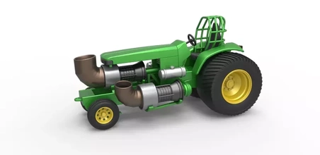 diecast pulling tractor john deere 3 jet engines 1 25 3d printing model - threeding 3d print model - Mito3D