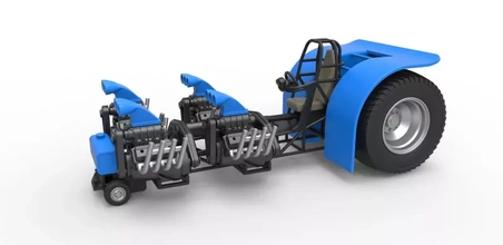 Druckguss ziehen Traktor längs v8 Motoren Rahmen 1 3d Drucken Modell dreiding 3d print model - Mito3D