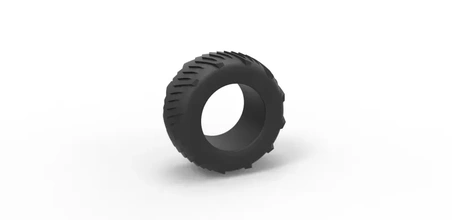 fundido presión tracción tractor posterior neumático 4 escala 1 25 3d impresión modelo trío deporte juguete imprimible rueda escamoso 3d print model - Mito3D