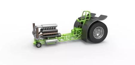 diecast pulling tractor single turbo engine v12 1 25 3d printing model - threeding
