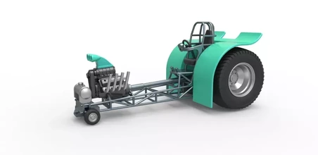 fundido presión tracción tractor soltero v8 motor escala 1 25 3d impresión modelo trío 3d print model - Mito3D