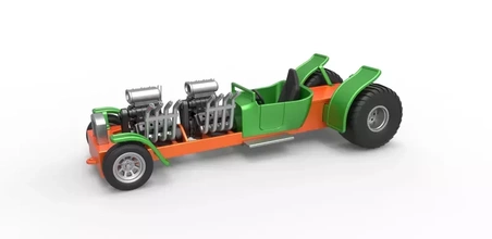diecast puxar caminhão 2wd quente Cajado v8 escala 1 25 3d impressão modelo trio bimotor 3d print model - Mito3D