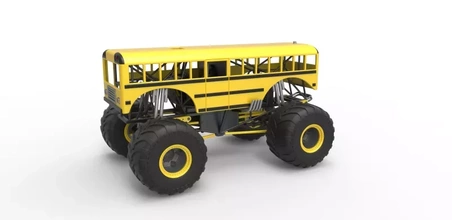 diecast escola ônibus superior Educação monstro caminhão 1 25 3d impressão modelo trio 3d print model - Mito3D