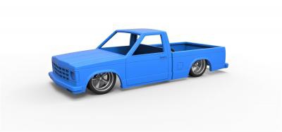 diecast shell wheels chevrolet s10 1990 scale 1 25 toys games & hobby 3D printing model, file, printable design, 3d print, Diecast, shell, toy, printable, car, pickup, Chevrolet, S10, Scaled, truck, lowrider, 3d print model - Mito3D
