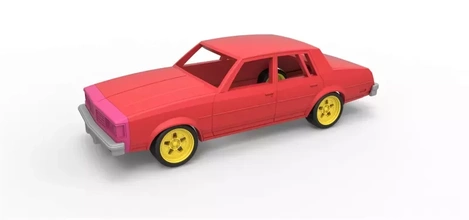 diecast shell wheels oldsmobile cutlass supreme 4 door coupe classic 1983 scale 1 43 3d printing model - threeding toy printable car print scaled 3d print model - Mito3D