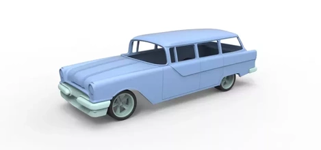 fundido presión cáscara ruedas Pontiac jefe 1955 escala 1 24 3d impresión modelo trío vehículo cuerpo juguete coche vehiculo vieja escuela 3d print model - Mito3D