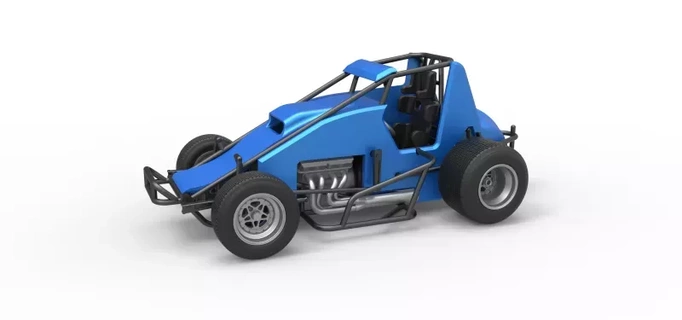 fundido presión pique coche vehiculo escala 1 25 3d impresión modelo juguete imprimible carreras escamoso suciedad sprintcar pista 3d print model - Mito3D