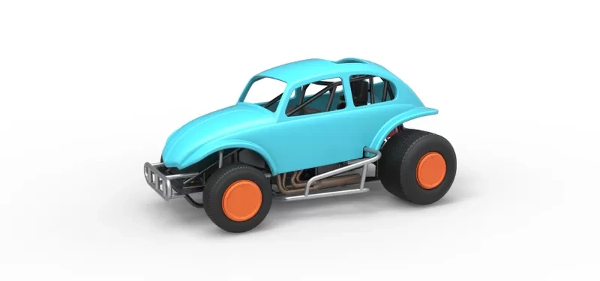 döküm süper kamış versiyon 3 ölçek 1 25 3d baskı model üçleme etiketleri oyuncak yazdırılabilir yazdır yarış v8 ölçekli sıcak çubuk kir sürat arabası pisti süper 3d print model - Mito3D