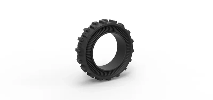 diecast tractor cup tire version 1 scale 1 25 3d printing model  toy printable print wheel tire tyre diecast scaled offroad allterrain tractor cuptire  3d print model - Mito3D
