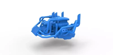 fundido presión twin engine v8 tracción tractor escala 1 25 3d impresión modelo trío turbo 3d print model - Mito3D