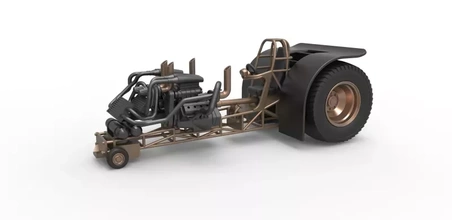 Druckguss twin engined ziehen Traktor Rahmen 1 25 3d Drucken Modell dreiding v8 Turbo 3d print model - Mito3D