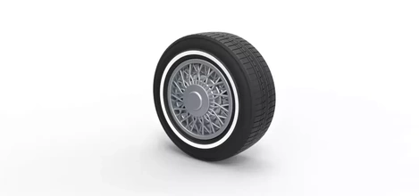 diecast wire wheel 2 scale 1 10 3d printing model - threeding vehicle car tire scaled wirewheel oldshool 3d print model - Mito3D