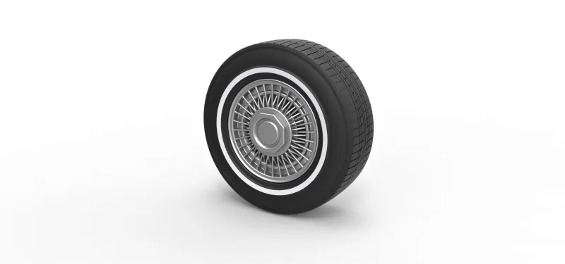 diecast wire wheel 3 scale 1 10 3d printing model - threeding toy printable car classic print tire oldschool scaled 3D print model - Mito3D