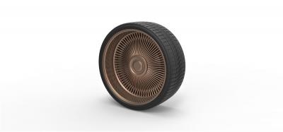 diecast wire wheel 5 scale 1 10 toys games & hobby 3D printing model, file, printable design, 3d print, wheel, tire, rim, wirewheel, part, car, diecast, scaled, toy, printable, 3d print model - Mito3D