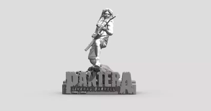 bolsa centavo darrell pantera 3dprinting 3d impresión modelo trío estatua juguete imprimible guitarra música miniatura figura músico Denver famoso pesado metal etapa concierto 3d print model - Mito3D
