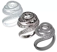 Duplo aréola Projeto anel 3d impressão modelo trio joalheria argolas designer único jóias lindo 3d print model - Mito3D