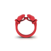 doble serpiente cabeza anillo 3d impresión modelo trío serpientes 3d print model - Mito3D