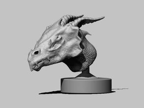 dragon head art 3D printing model, file, printable design, 3d print, dragon,monster,creature,dragons,avil,head,sculpture,statue,bust 3d print model - Mito3D