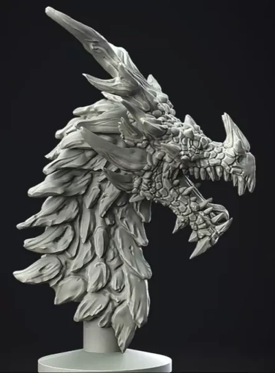 dragon head project one 3d printing model - threeding tags art sculpture animal toy monster creature anime fantasy miniature fanart character manga print in place 3d print model - Mito3D