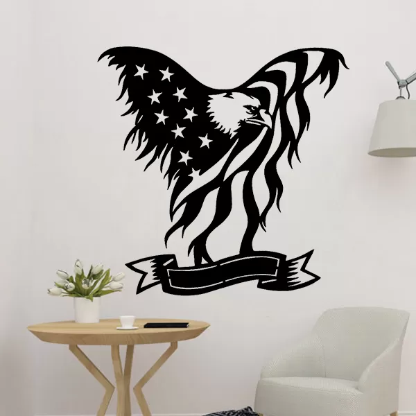 águila America 2d pared decoración 3d impresión modelo Arte militar americano silueta us Estados Unidos 3D print model - Mito3D