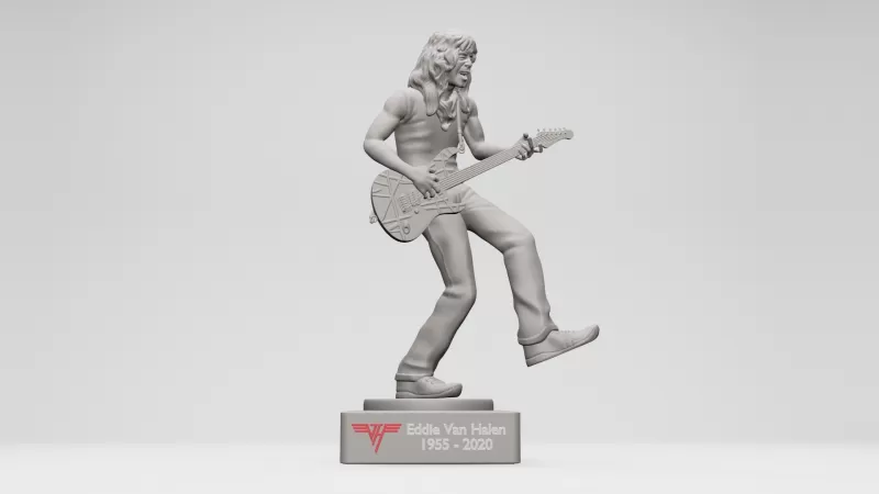 Eddie van hallen 3dprintable 3d impression modèle trio jouet imprimable guitare miniature costume stl 3dprint figure bande pose musicien rock star Vanhalen légendes figurine 3D print model - Mito3D