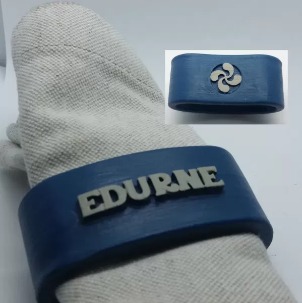 edurne 3d napkin ring lauburu printing model - threeding customizable personalized names 3D print model - Mito3D