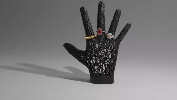 élégant bijoux afficher 3d printed main conception anneaux collier impression modèle licol porte bague chaîne 3d print model - Mito3D