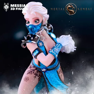 elsa figura 3d impressão modelo trio tag printing imprimível mortal kombat colecionáveis jogos personagem projeto mercadoria sub ventilador arte legendas decoração 3d print model - Mito3D