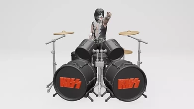 eric singer kiss - 3dprinting 3d printing model threeding black head metal design usa music face miniature hair logo obj stl figure rock band heavy glamour makeup ender3 actionfigure tommy thayer gene simmons paul stanley kissarmy anycubic rockmusic 3d print model - Mito3D