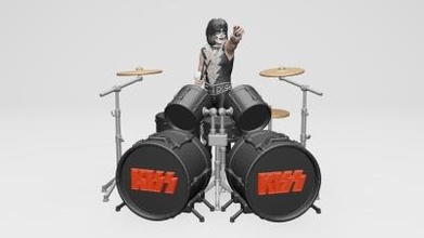 eric singer kiss - 3dprinting toys games & hobby 3D printing model, file, printable design, 3d print, miniature, figure, actionfigure, kiss, tommy thayer, gene simmons, paul stanley, singer, metal, rock band, music, hair, face, rock, head, kissarmy, heavy, glamour, black, usa, makeup, 3dprinting, ender3, anycubic, stl, obj, rockmusic, logo 3d print model - Mito3D