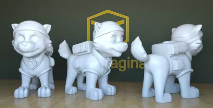 Everest patrulla pata 3d impresión modelo trío juguete dibujos animados niños 3dmodel 3dprint perros perro nieve 3d print model - Mito3D
