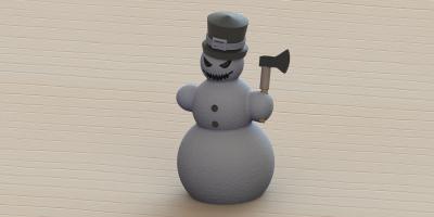 malvado muñeco de nieve juguetes juegos y pasatiempo 3D modelo impresión, la impresión en archivo, imprimibles 3D, diseño 3d, Maldad,la nieve,muñeco nieve,invierno,hacha,de navidad,de 3d print model - Mito3D