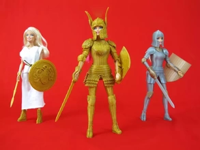 faire jugar armadura conjunto 3d impresión modelo trío Barbie 3d print model - Mito3D