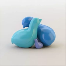 familia aves 3d impresión modelo trío Arte figurilla azul único printing modelado 3d print model - Mito3D