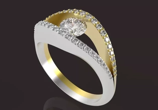 female ring 5 mm main stone 3d print model printing - threeding 3d print model - Mito3D