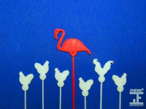 flamingo entre los pollos art 3D modelo de impresión, la impresión en archivo, imprimibles 3D, diseño 3d, el pollo,el chino,el cóctel,el flamenco,zheng3 3d print model - Mito3D