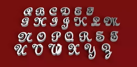 francese stile font maiuscolo 3d lettere stl file stampa modello treding decorazione cartello lettera alfabeto 3dmodel 3dprint simbolo gadget testo linguaggio 3dletter 3d print model - Mito3D