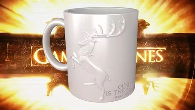 game thrones baratheon coffee 3d printing model - threeding sculpture glass kitchen relief cup drink house king print cups mugs drinks amazing easy fury awesome george glassware epic quick fast rr martin hbo bas embossed stag renly stannis robert 3d print model - Mito3D
